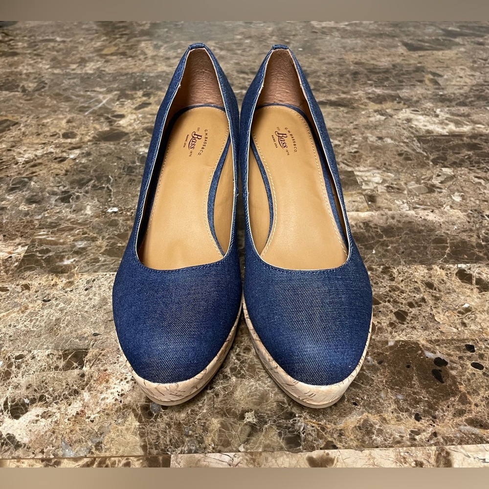 Bass Denim Closed Toe Wedges